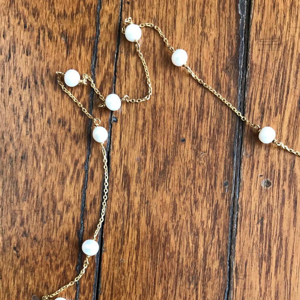 Pearls Long Gold plated 925 Silver Chain Necklace | Buy Online